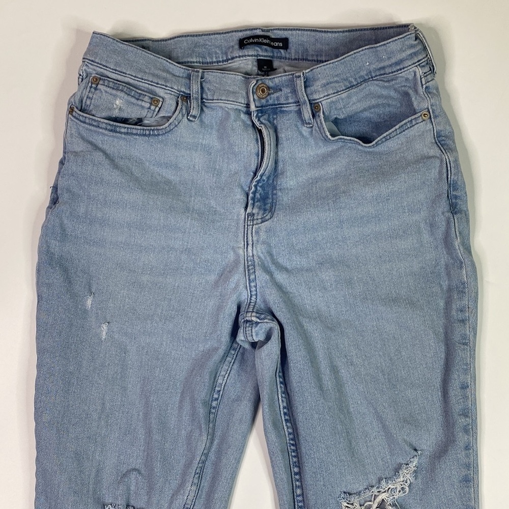 Calvin Klein Jeans High Rise Raw Hem Skinny Distressed Jeans Size 32 - Picture 2 of 14